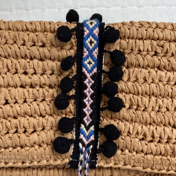 Fallon & Royce Reese Straw Clutch Bag in Black - Picture 2 of 6